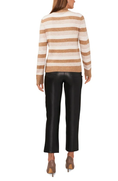 Shop Halogen Sequin Stripe Mock Neck Sweater In Beige/ Gold