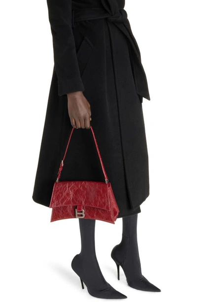 Shop Balenciaga Crush Crushed Leather Shoulder Bag In Brick Red