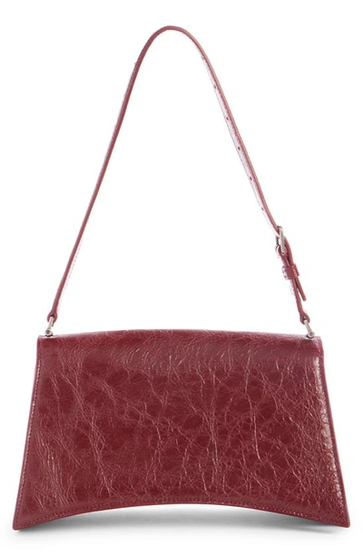Shop Balenciaga Crush Crushed Leather Shoulder Bag In Brick Red