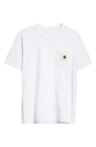 Shop Sacai Carhart Wip Logo Patch Pocket T-shirt In White