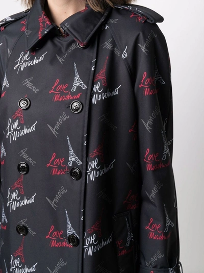 Shop Love Moschino Elegant Black Buttoned Women's Coat