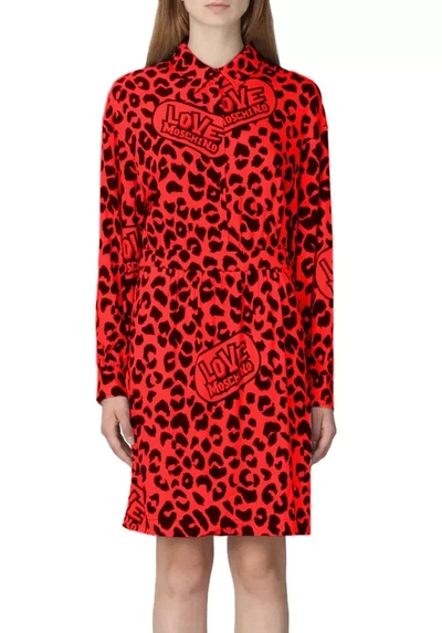 Shop Love Moschino Red Viscose Women's Dress