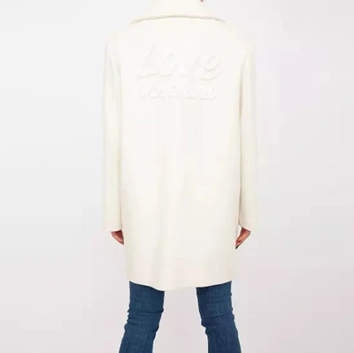 Shop Love Moschino White Wool Jackets &amp; Women's Coat
