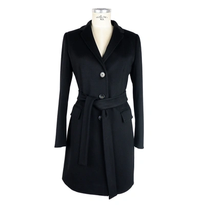 Shop Made In Italy Elegant Wool Virgin Black Coat For Women's Women