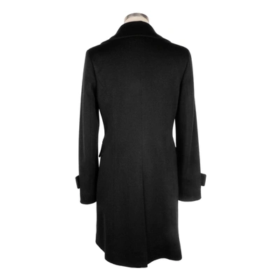 Shop Made In Italy Elegant Black Woolen Coat With Gold Women's Buttons