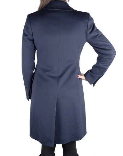 Shop Made In Italy Elegant Blue Virgin Wool Women's Coat