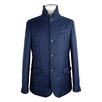 Shop Made In Italy Elegant Wool-cashmere Men's Men's Coat In Blue