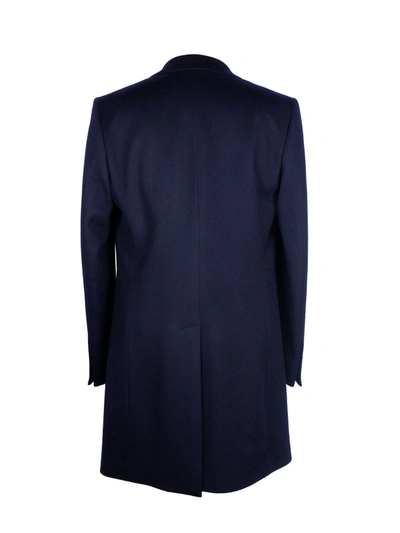 Shop Made In Italy Elegant Blue Virgin Wool Men's Coat