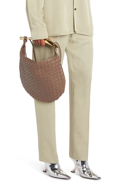 Bottega Veneta Sardine Intrecciato Crossbody Bag In 2562 Taupe Grey-m Brass