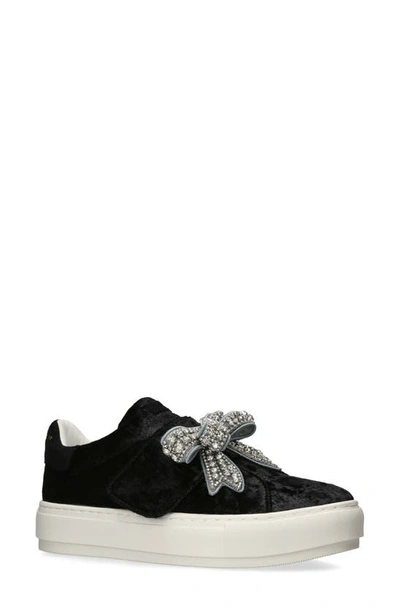 Shop Kurt Geiger Laney Bow Sneaker In Black