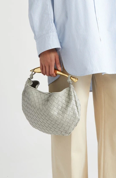 Bottega Veneta Sardine Intrecciato Leather Top Handle Bag In 1557 Agate Grey-muse Br