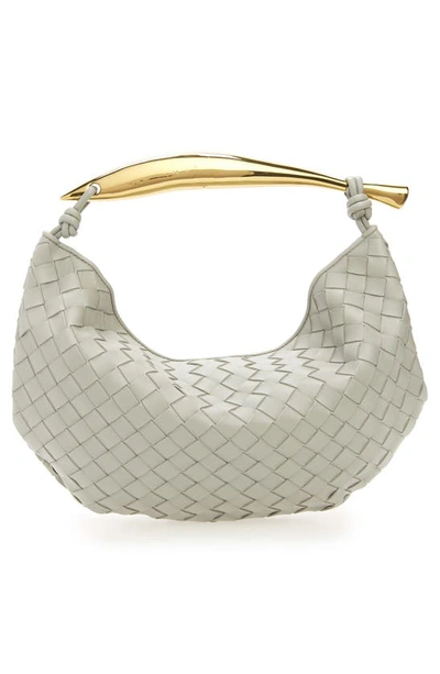 Shop Bottega Veneta Sardine Intrecciato Leather Top Handle Bag In 1557 Agate Grey-muse Br