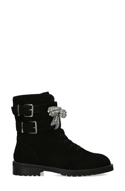 Shop Kurt Geiger Sutton Bow Lace-up Boot In Black