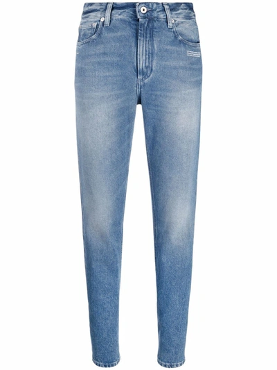 Shop Off-white Blue Cotton Jeans &amp; Women's Pant