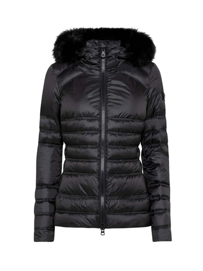 Shop Peuterey Chic Black Fur-trimmed Winter Women's Jacket
