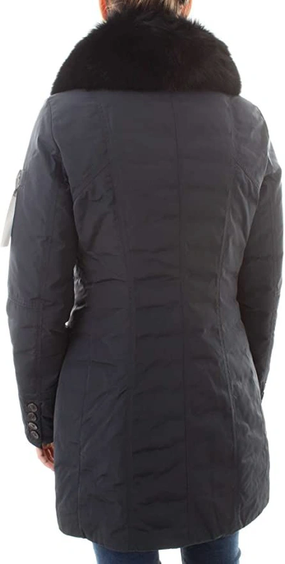 Shop Peuterey Elegant Blue Winter Jacket With Fox Fur Women's Hood