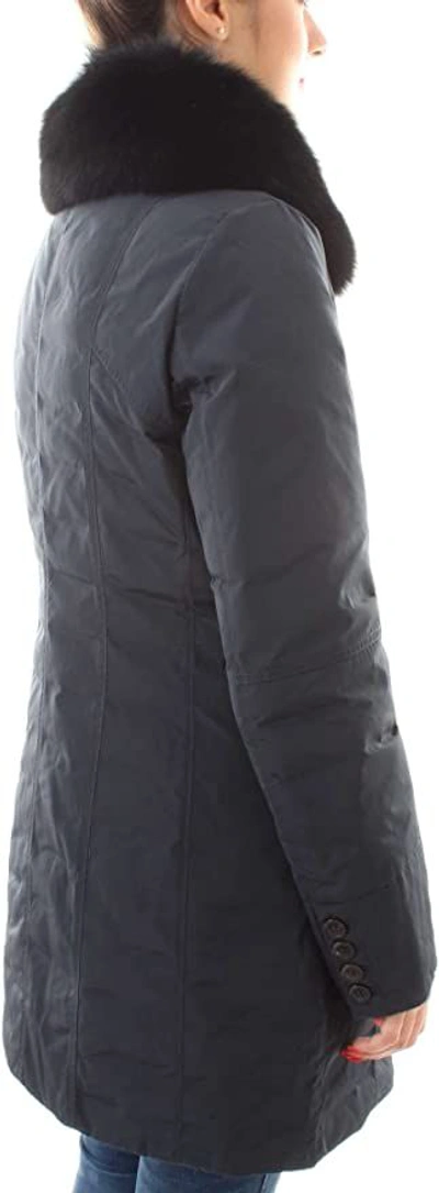 Shop Peuterey Elegant Blue Winter Jacket With Fox Fur Women's Hood