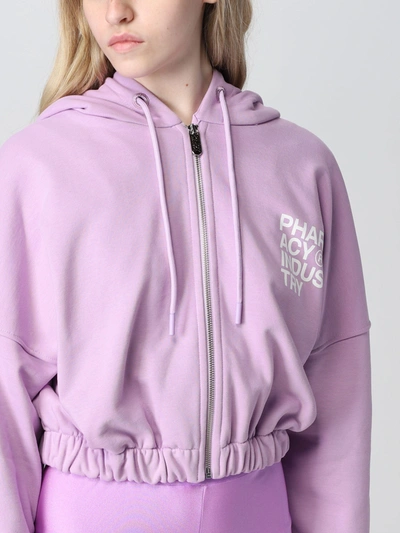 Shop Pharmacy Industry Plush Purple Cotton Hoodie With Zip Women's Closure