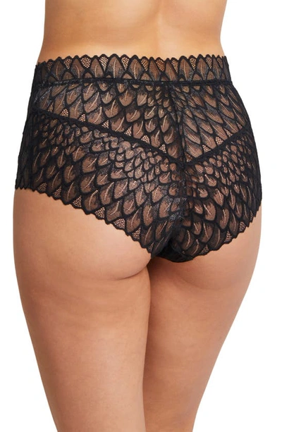 Shop Montelle Intimates Lacey High Waist Lace Briefs In Black