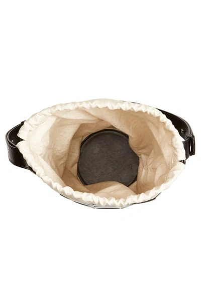 Shop Bottega Veneta Lantern Cassette Leather Bucket Bag In 8803 Black-silver