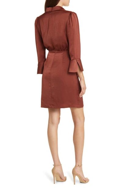 Shop Vince Camuto Satin Shirtdress In Brown