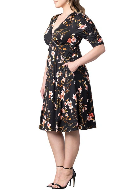 Kiyonna Gabriella Print Jersey A-line Dress In Midnight Garden
