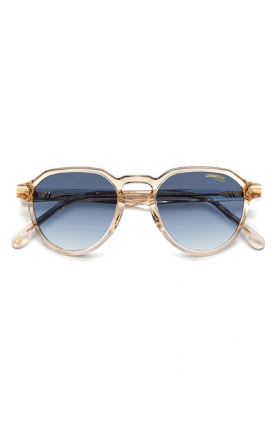 Shop Carrera Eyewear 50mm Round Sunglasses In Beige/ Blue Shaded