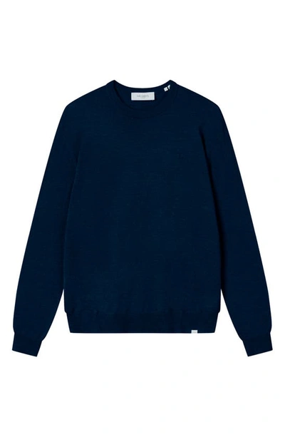 Shop Les Deux Greyson Merino Wool Crewneck Sweater In Dark Navy