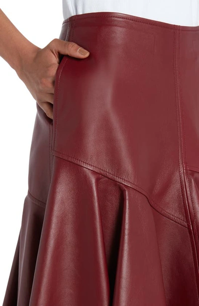 Shop Bottega Veneta Leather Skirt In 6121 Pomegranate