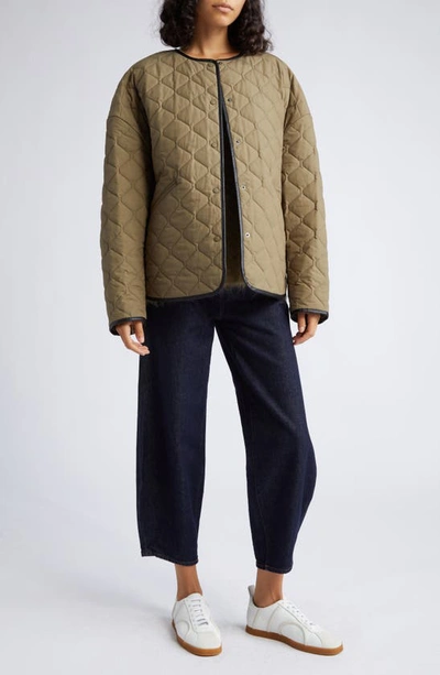 Shop Totême Quilted Cotton Jacket In Marsh