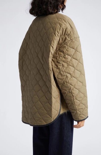 Shop Totême Quilted Cotton Jacket In Marsh