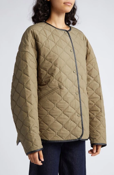 Shop Totême Quilted Cotton Jacket In Marsh