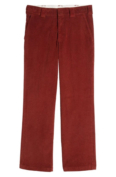 Shop Dickies Flat Front Corduroy Pants In Fired Brick