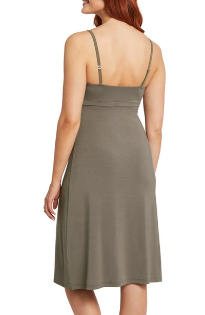 Shop Montelle Intimates Modal Blend Midi Long Chemise In Dusty Olive