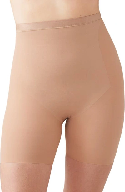 Shop Wacoal Shape Revelation™ Straight High Waist Thigh Shaping Shorts In Praline