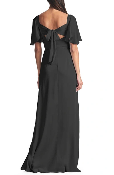 Shop Sachin & Babi Aurora Square Neck Crinkle Georgette Gown In Black