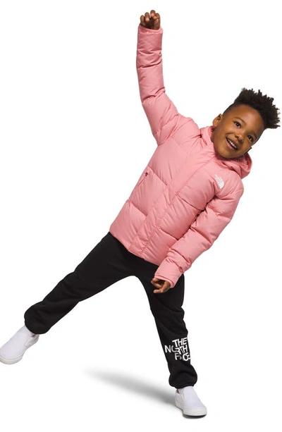 Shop The North Face Kids' North Hooded Water Repellent 600 Fill Power Down Recycled Polyester Jacket In Shady Rose