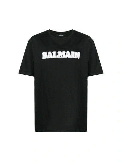 Shop Balmain Retro Flocked  T-shirt In Black