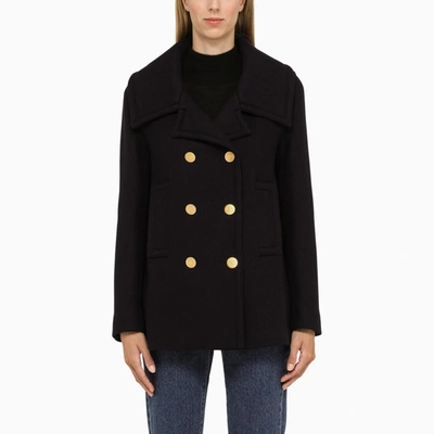 Shop Valentino | Navy Wool Caban Coat In Blue