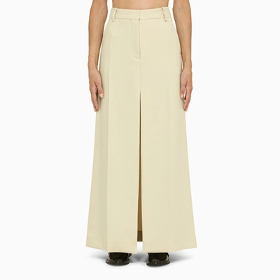 Shop Stella Mccartney | Long Butter Skirt With Slit In Beige