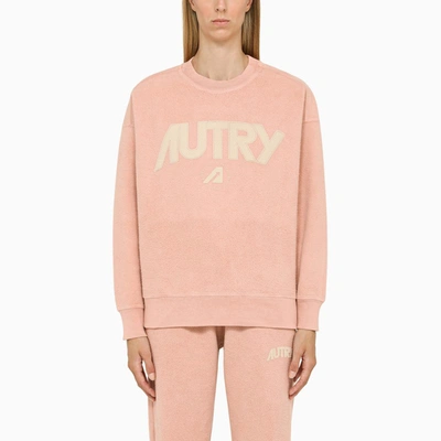 Shop Autry Pink Jersey Crew-neck Sweatshirt