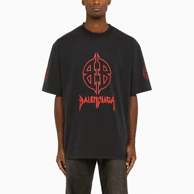 Shop Balenciaga Metal Bb Black Crew-neck T-shirt