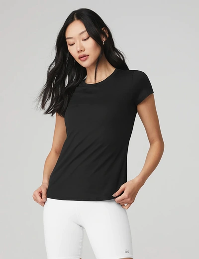 Shop Alo Yoga Alosoft Finesse Tee In Black