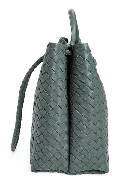 Shop Bottega Veneta Large Andiamo Intrecciato Leather Shoulder Bag In Slate Brass Slate