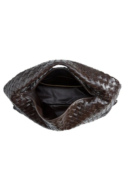 Shop Bottega Veneta Large Hop Intrecciato Leather Hobo Bag In 2190 Fondant-m Brass