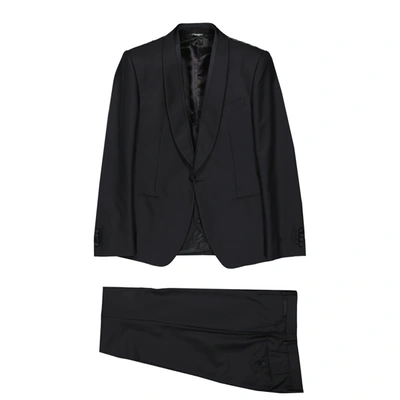 Dolce & Gabbana Wool And Silk Suit Men In Black