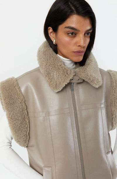 Shop Apparis Jay Faux Shearling Vest In Taupe