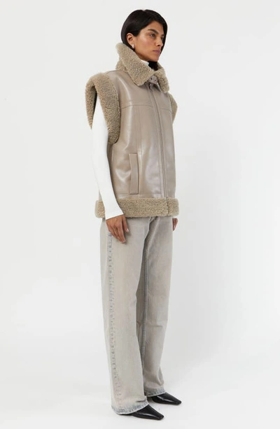 Shop Apparis Jay Faux Shearling Vest In Taupe