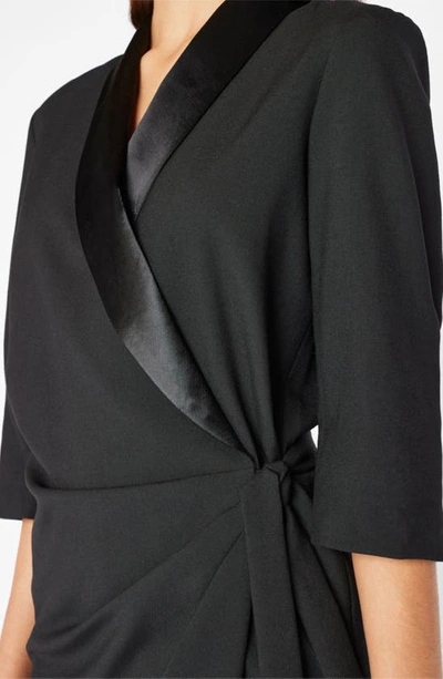 Shop Frame Tuxedo Wrap Wool Minidress In Noir