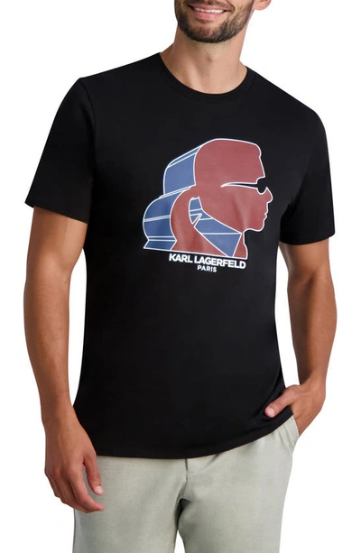 Shop Karl Lagerfeld Karl Profile Cotton Graphic T-shirt In Black